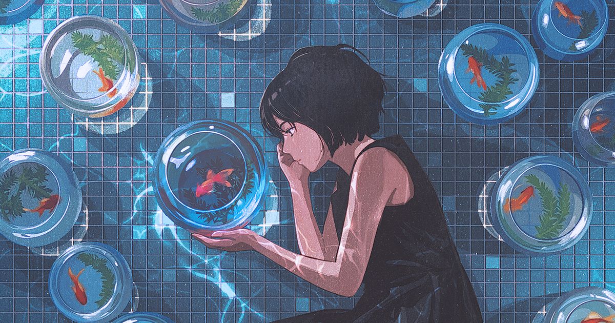 悠然游弋的金鱼插画特辑