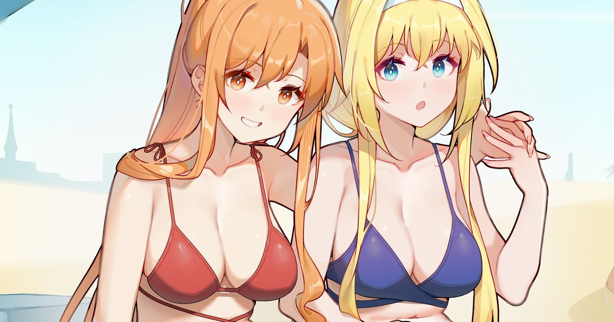 红VS蓝色比基尼插画特辑