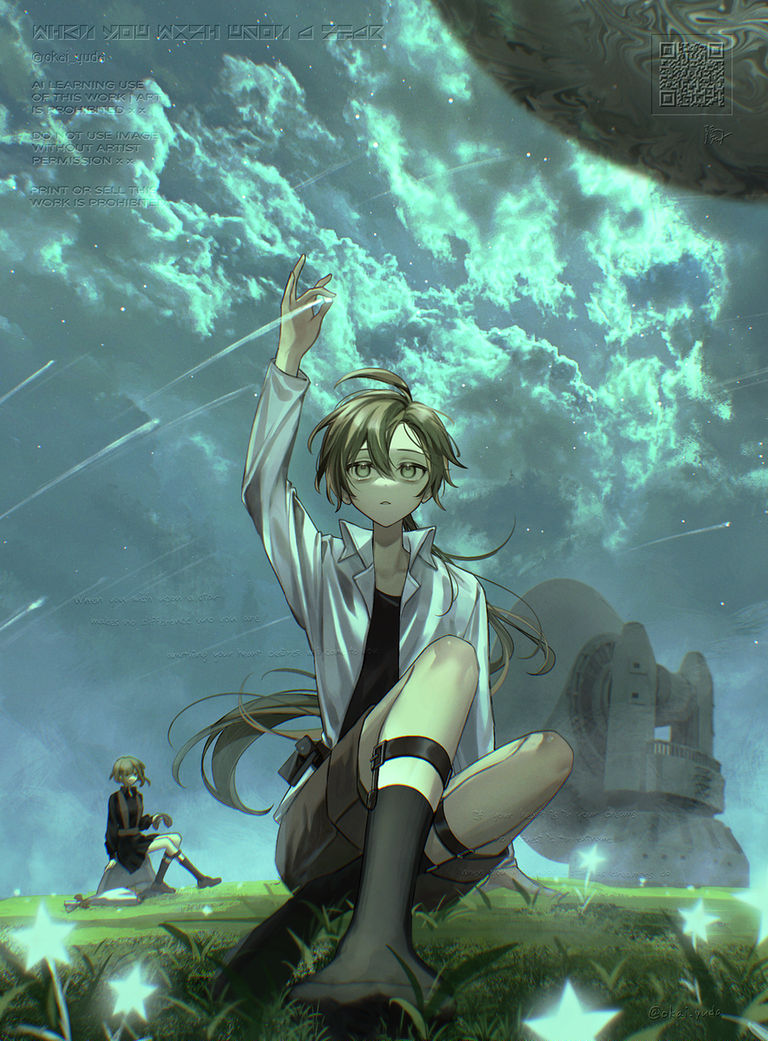 划破夜空的光芒:流星插画特辑