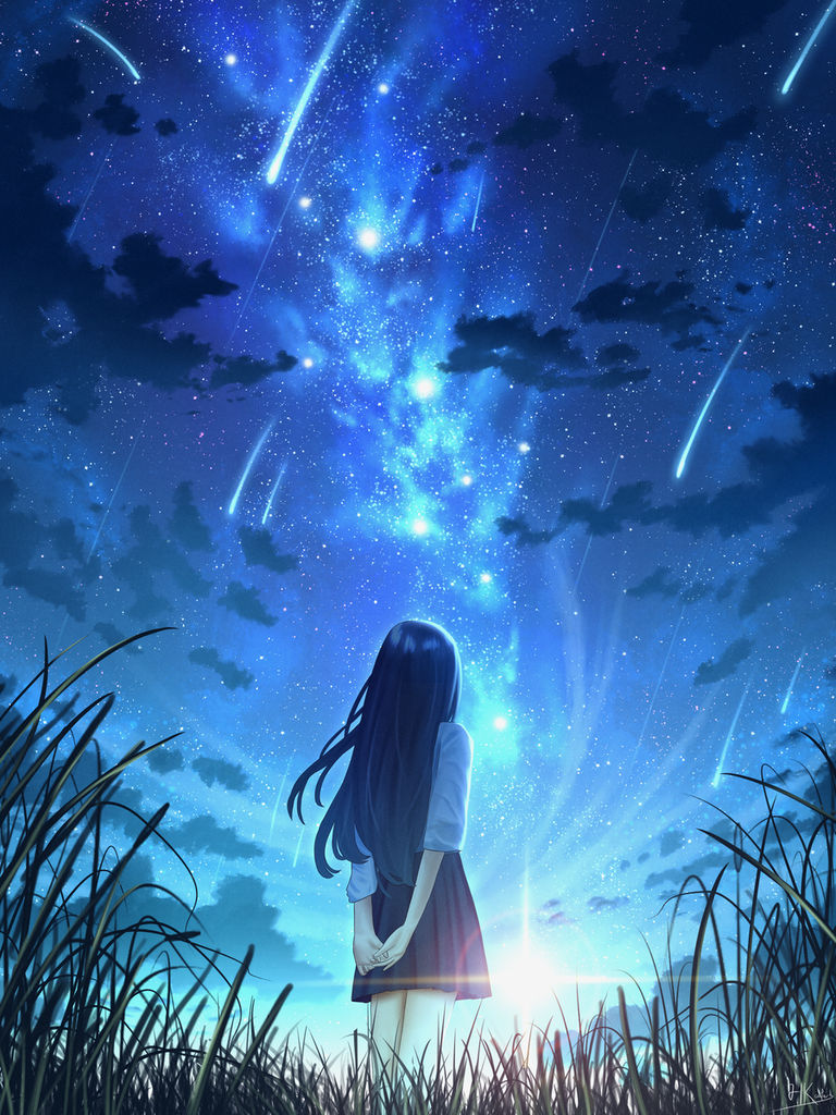 划破夜空的光芒:流星插画特辑