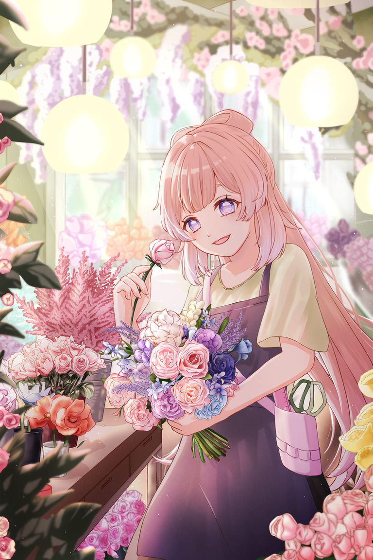 粉红花卉插画特集