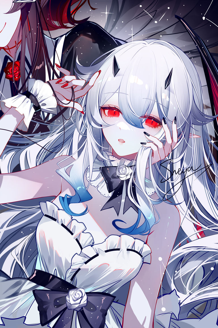 银白发赤眼角色插画特辑