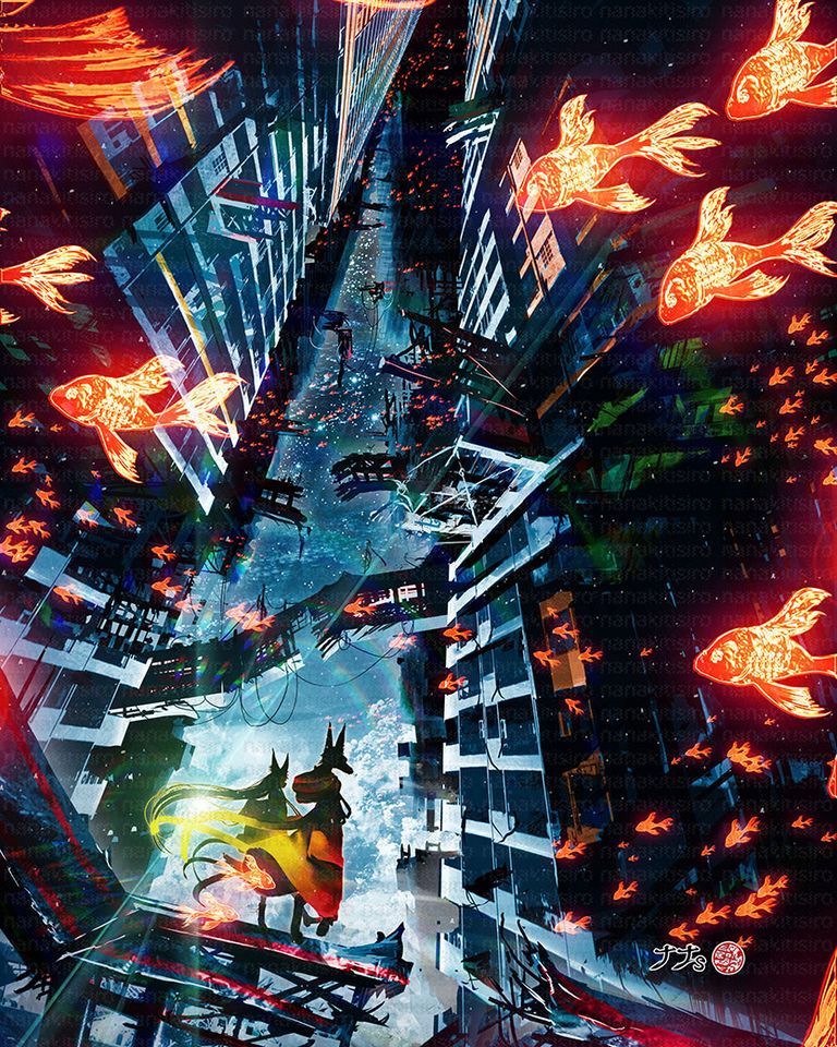 悠然游弋的金鱼插画特辑