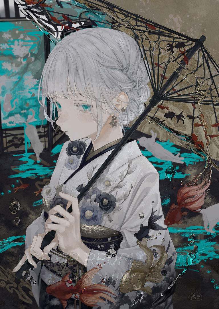 悠然游弋的金鱼插画特辑