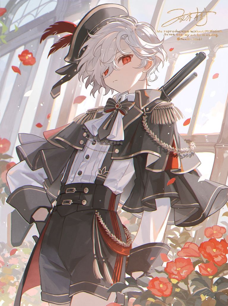 银白发赤眼角色插画特辑