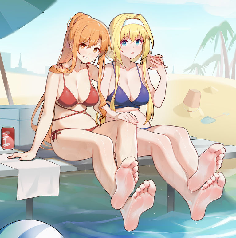 红VS蓝色比基尼插画特辑