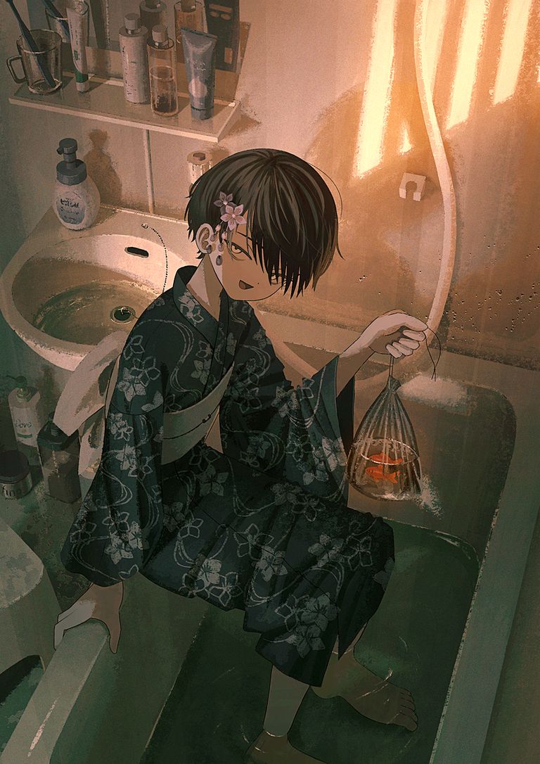 悠然游弋的金鱼插画特辑