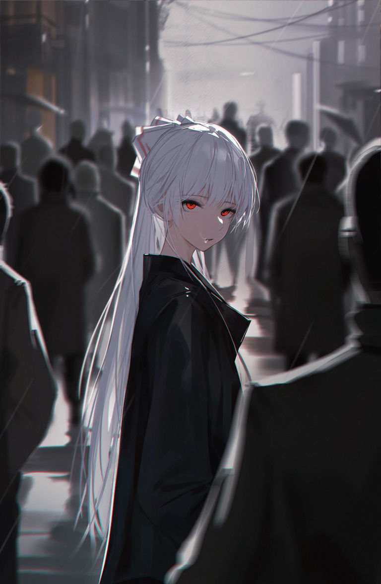银白发赤眼角色插画特辑