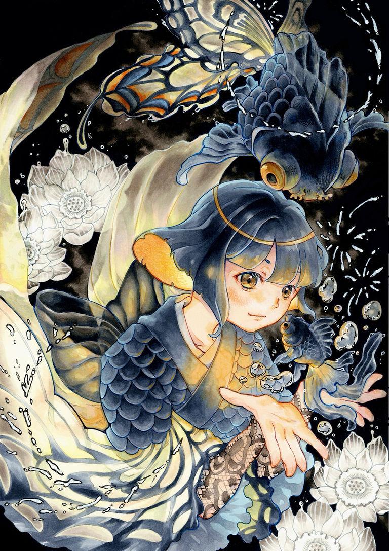 悠然游弋的金鱼插画特辑