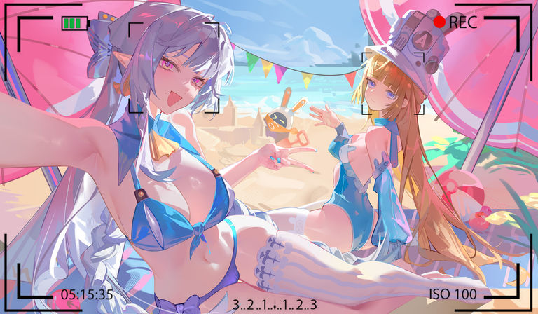 红VS蓝色比基尼插画特辑